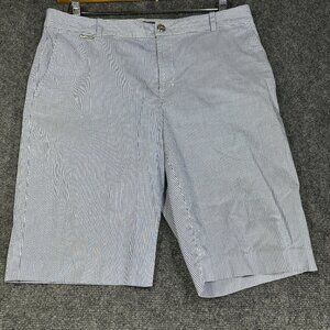 LRL Ralph Lauren Active Shorts Womens 12 Blue White Pinstripe Cotton Stretch